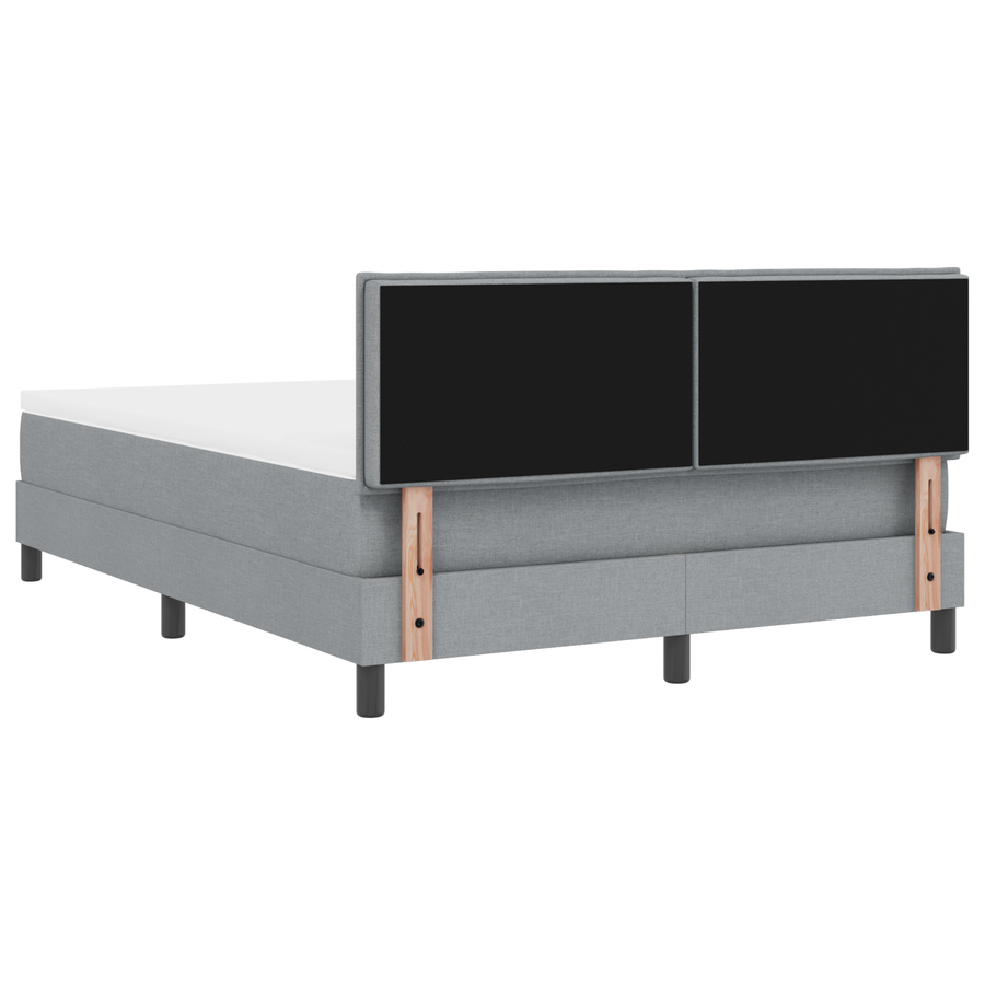 Boxspringbed met matras en LED stof lichtgrijs 140x200 cm