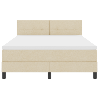 Boxspringbed met matras en LED stof crèmekleurig 140x200 cm