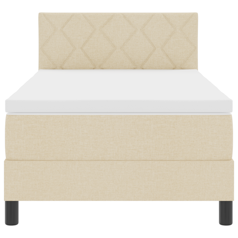 boxspringbed met matras & LED licht crèmekleurig 90x200 cm stof