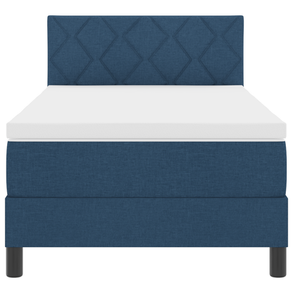 Boxspringsbed met matras en LED blauw 90x200 cm stof