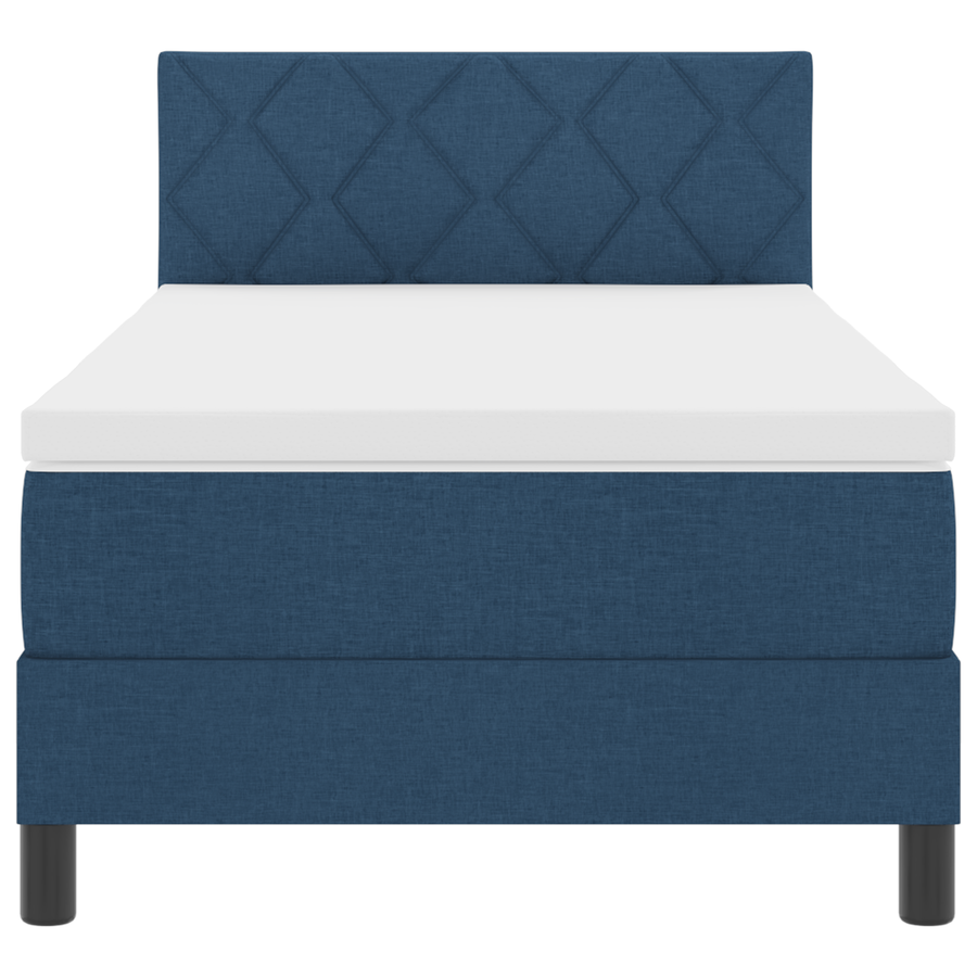Boxspringsbed met matras en LED blauw 90x200 cm stof