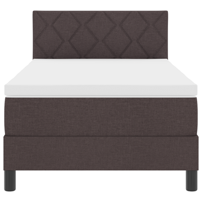 Boxspring Bed met Matras & LED Donkerbruin 100x200 cm Stof