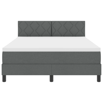 Boxspring Bed met Matras & LED Donkergrijs 140x190 cm Stof