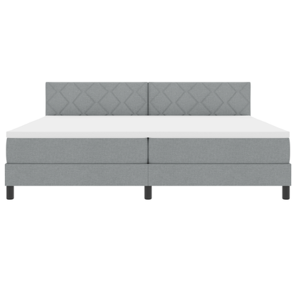 boxspringbed met matras en LED lichtgrijs 200x200 cm stof