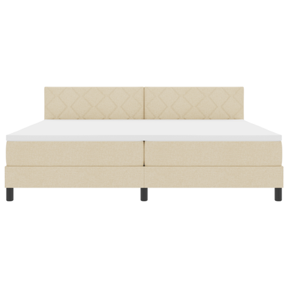 Boxspringbed met Matras & LED Crème 200x200 cm Stof