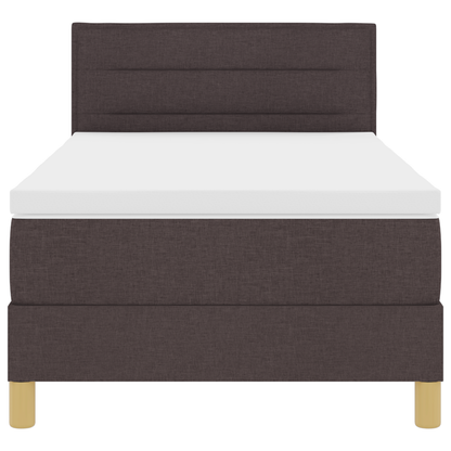 Boxspringbed met matras en LED stof donkerbruin 90x200 cm