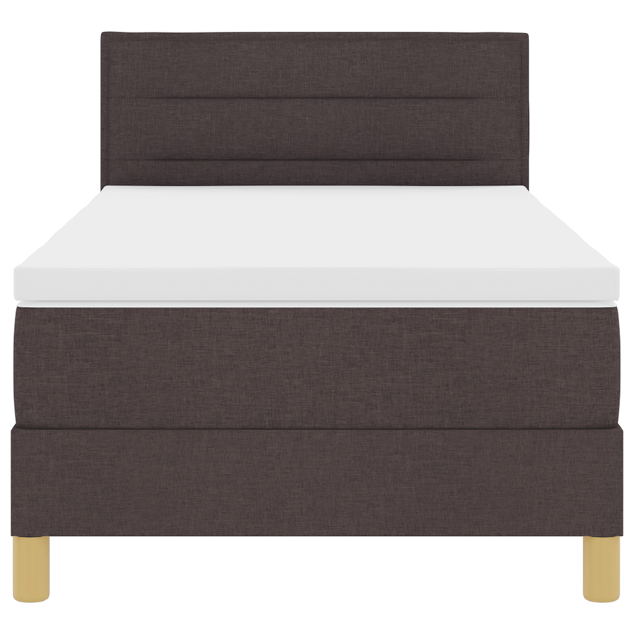Boxspringbed met matras en LED stof donkerbruin 90x200 cm