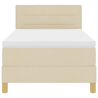 Boxspringbed met matras en LED stof crèmekleurig 90x200 cm