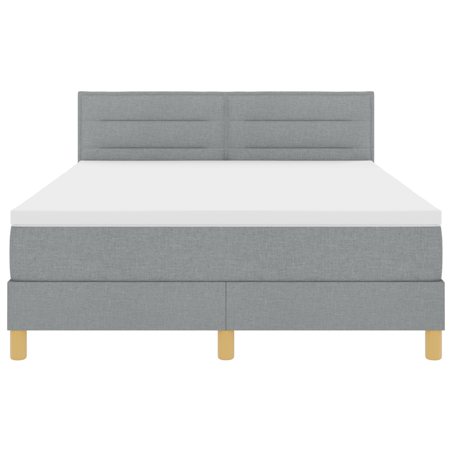 Boxspringbed met matras en LED stof lichtgrijs 140x200 cm