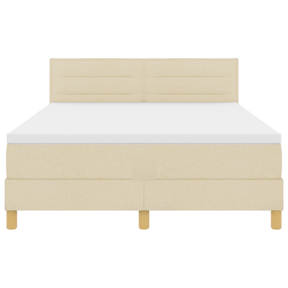 Boxspringbed met matras en LED stof crèmekleurig 140x200 cm