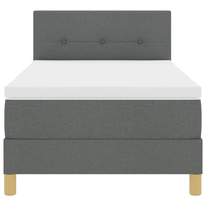 Box Spring Bed met Matras & LED Donkergrijs 90x190 cm Stof