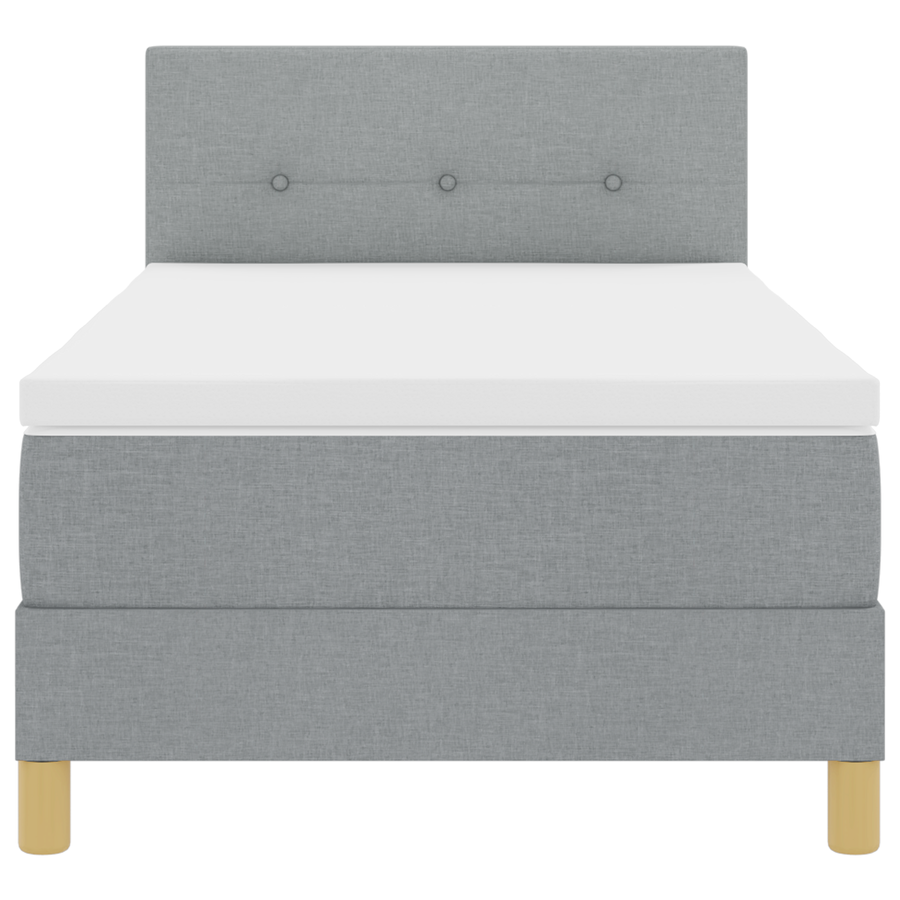 Boxspringbed met matras en LED stof lichtgrijs 90x200 cm