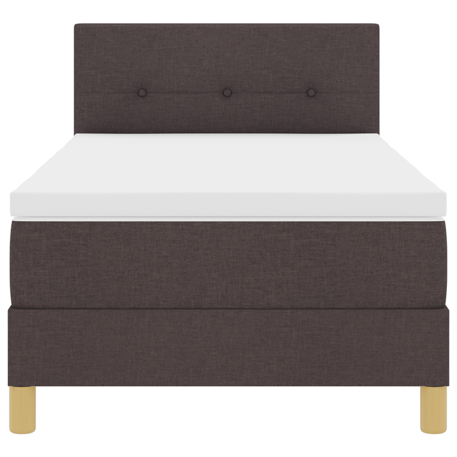 Boxspringbed met matras en LED stof donkerbruin 90x200 cm