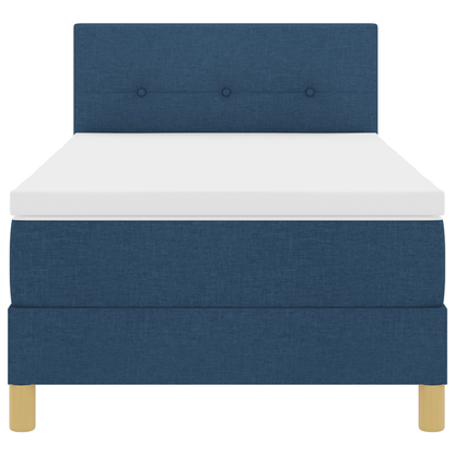 Boxspringbed met matras en LED stof blauw 90x200 cm