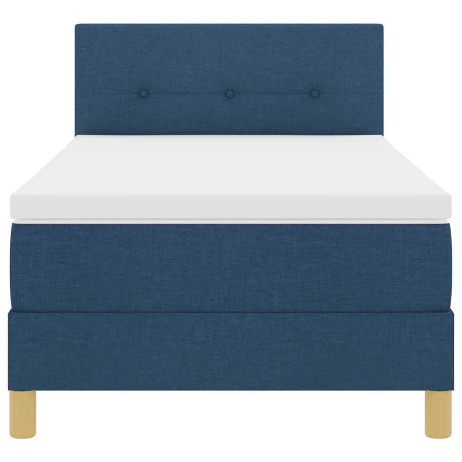 Boxspringbed met matras en LED stof blauw 90x200 cm