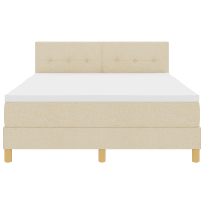 Boxspringbed met matras en LED stof crèmekleurig 140x190 cm
