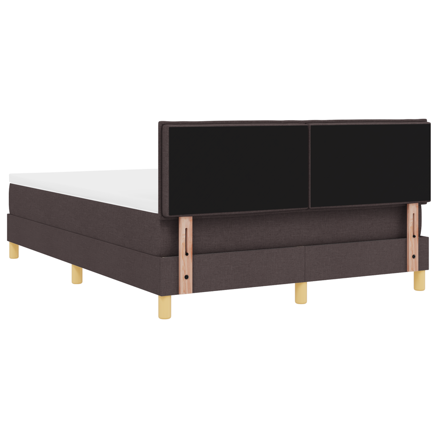 Boxspringbed met matras en LED stof donkerbruin 140x200 cm