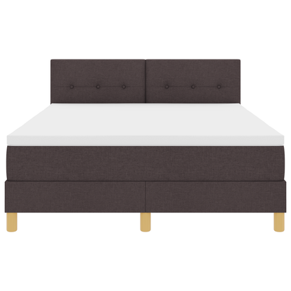 Boxspringbed met matras en LED stof donkerbruin 140x200 cm