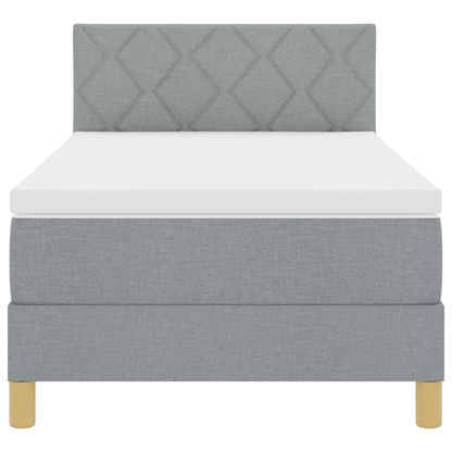 Boxspringbed met matras en LED Lichtgrijs 90x200 cm Stof