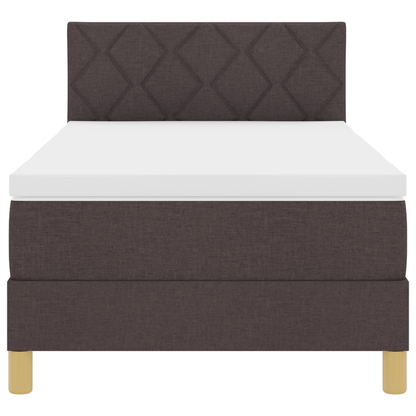 Boxspring Bed met Matras & LED Donkerbruin 100x200 cm Stof