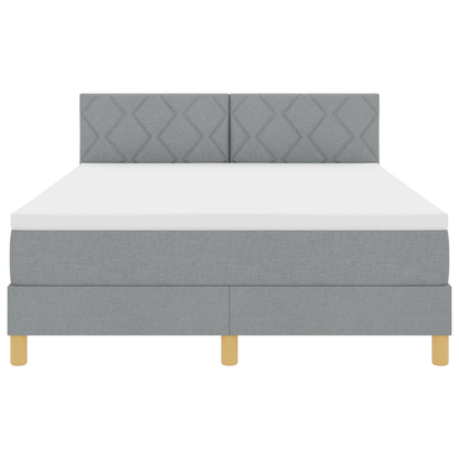 Boxspring Bed met Matras & LED Lichtgrijs 160x200 cm Stof