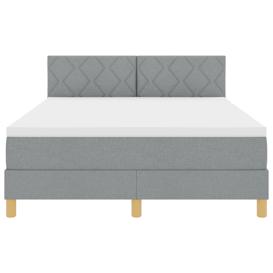 Boxspring Bed met Matras & LED Lichtgrijs 160x200 cm Stof