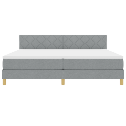 Boxspringbed met Matras & LED Lichtgrijs 200x200 cm Stof