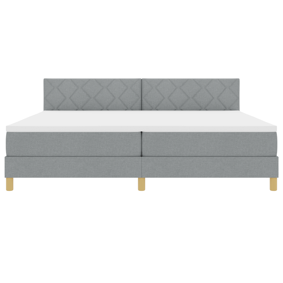 Boxspringbed met Matras & LED Lichtgrijs 200x200 cm Stof