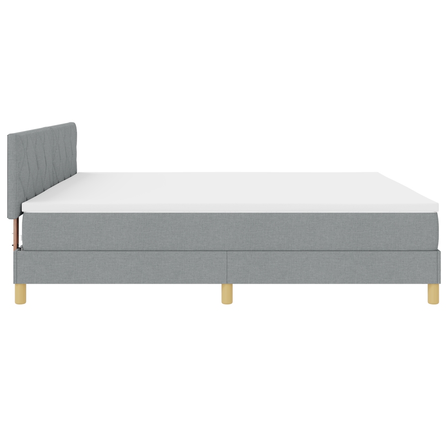 Boxspringbed met Matras & LED Lichtgrijs 200x200 cm Stof