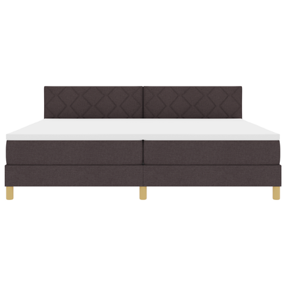Boxspring Bed met Matras & LED Donkerbruin 200x200 cm Stof