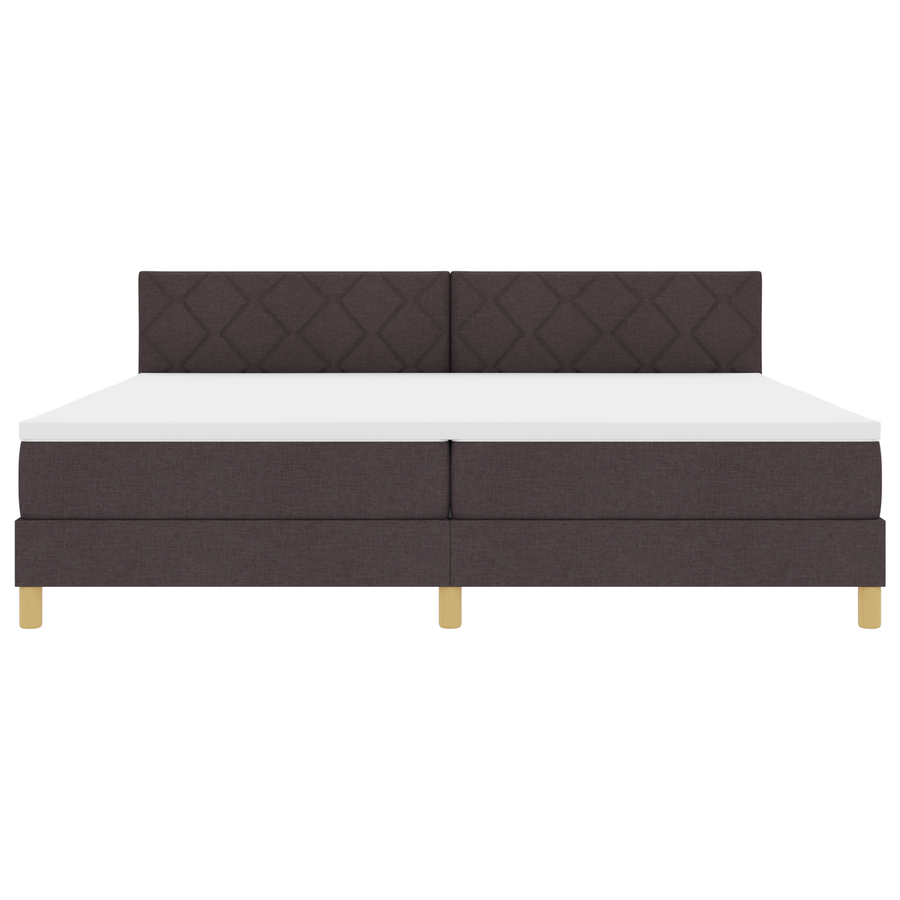 Boxspring Bed met Matras & LED Donkerbruin 200x200 cm Stof