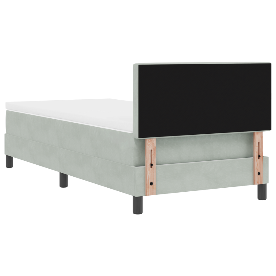 Boxspringbed met matras en LED fluweel lichtgrijs 90x190 cm