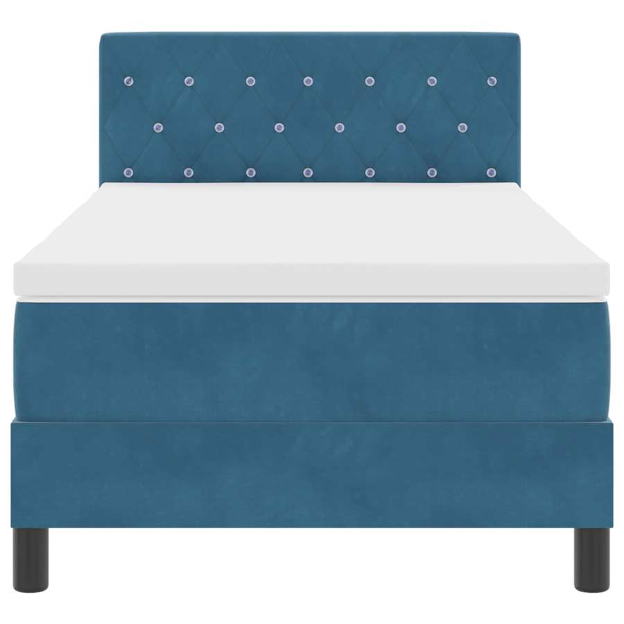 Boxspringbed met matras en LED fluweel donkerblauw 90x190 cm