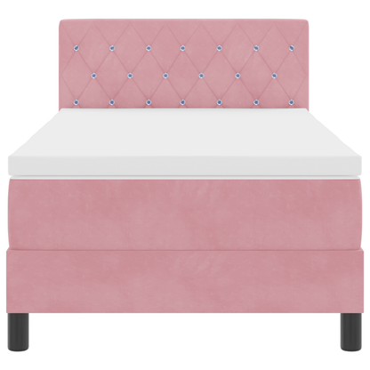 Boxspringbed met matras en LED fluweel roze 90x190 cm