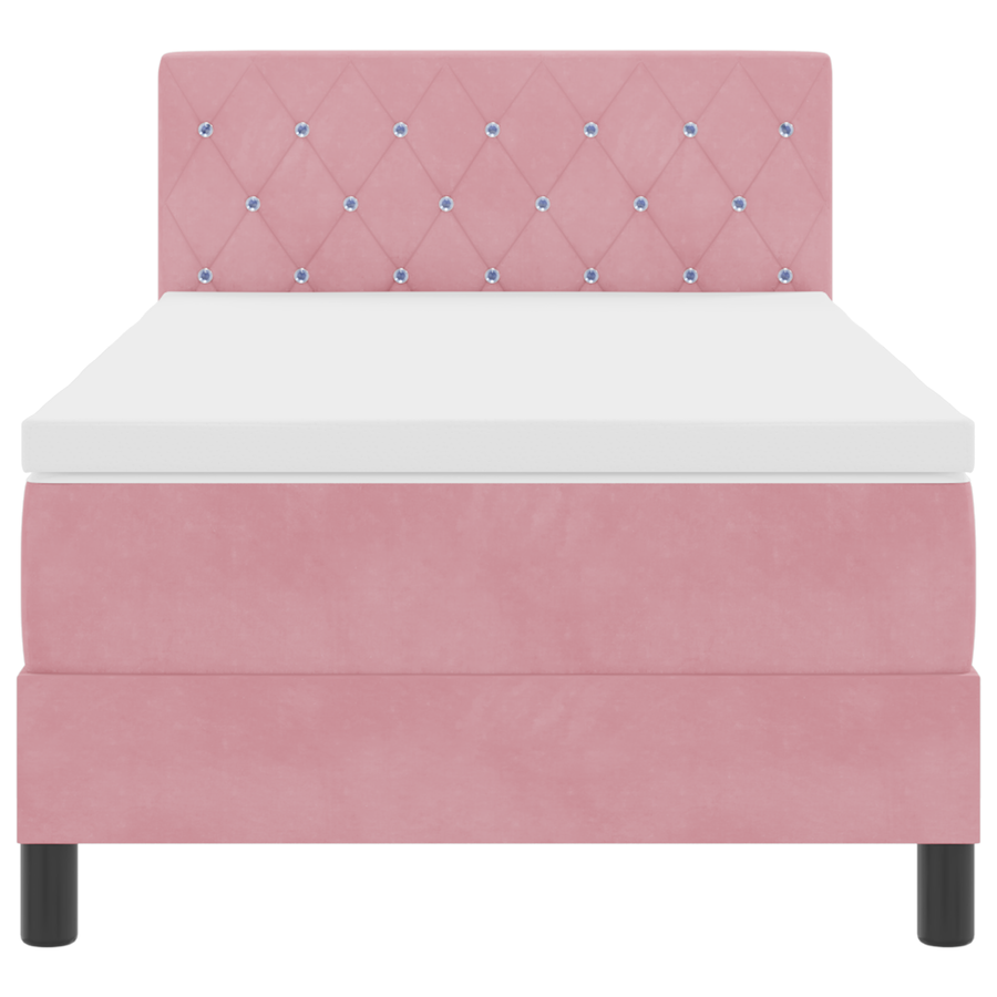 Boxspringbed met matras en LED fluweel roze 90x190 cm