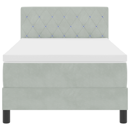 Boxspringbed met matras en LED fluweel lichtgrijs 90x200 cm