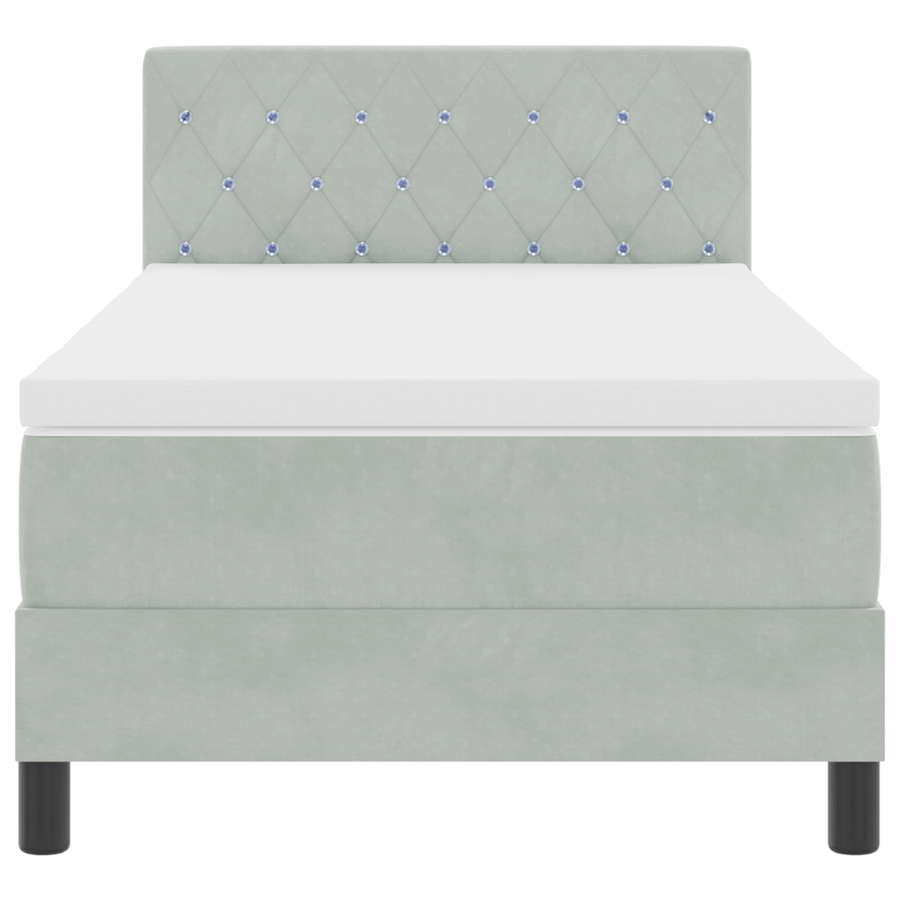Boxspringbed met matras en LED fluweel lichtgrijs 90x200 cm