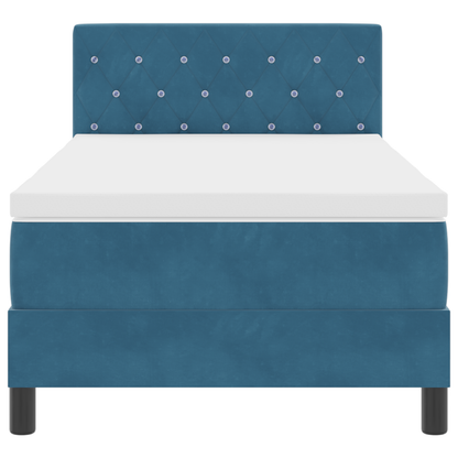 Boxspringbed met matras en LED fluweel donkerblauw 90x200 cm