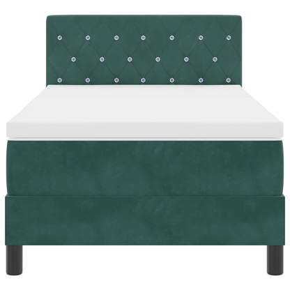 Boxspringbed met matras en LED fluweel donkergroen 100x200 cm