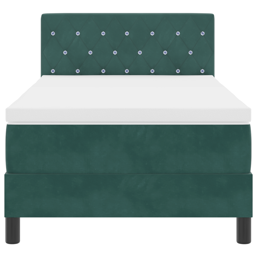 Boxspringbed met matras en LED fluweel donkergroen 100x200 cm