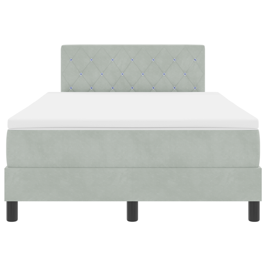 Boxspringbed met Matras & LED Lichtgrijs 120x190 cm Fluweel