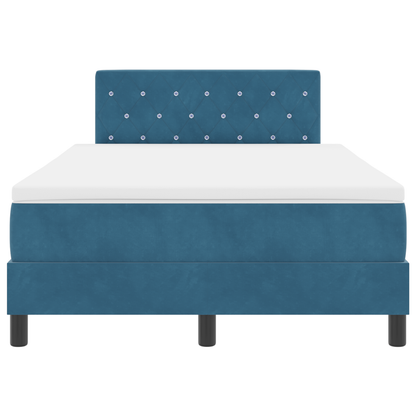 Boxspring Bed met Matras & LED Donkerblauw 120x190 cm Fluweel