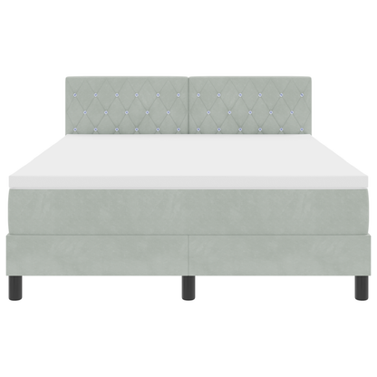 Boxspringbed met matras en LED fluweel lichtgrijs 140x190 cm