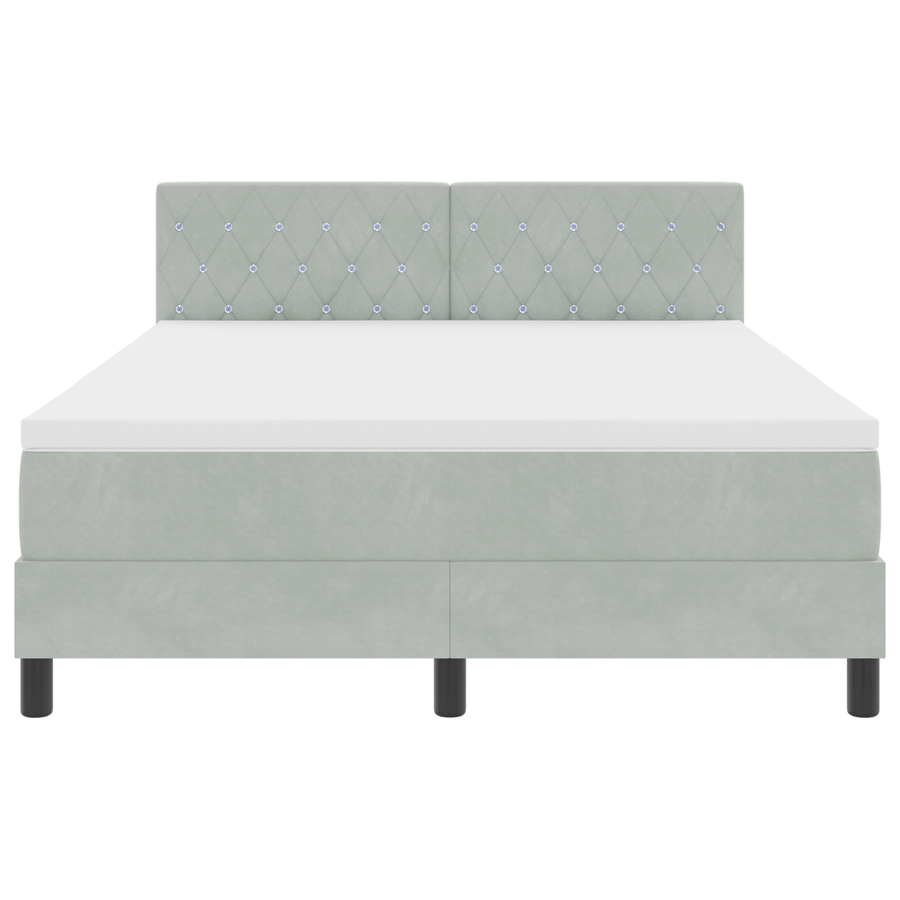 Boxspringbed met matras en LED fluweel lichtgrijs 140x190 cm
