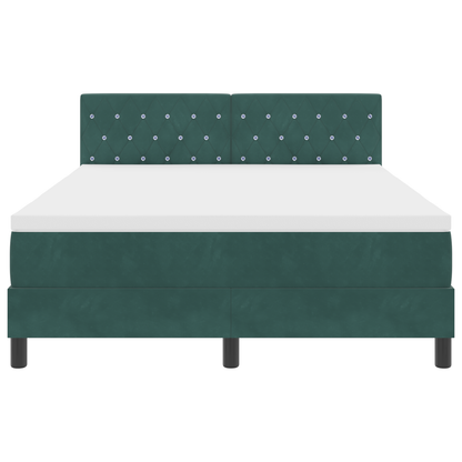 Boxspringbed met matras en LED fluweel donkergroen 140x190 cm