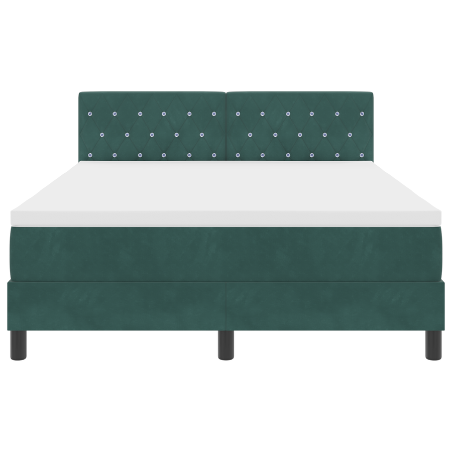 Boxspringbed met matras en LED fluweel donkergroen 140x190 cm