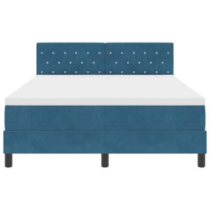 Boxspringbed met matras en LED fluweel donkerblauw 140x190 cm