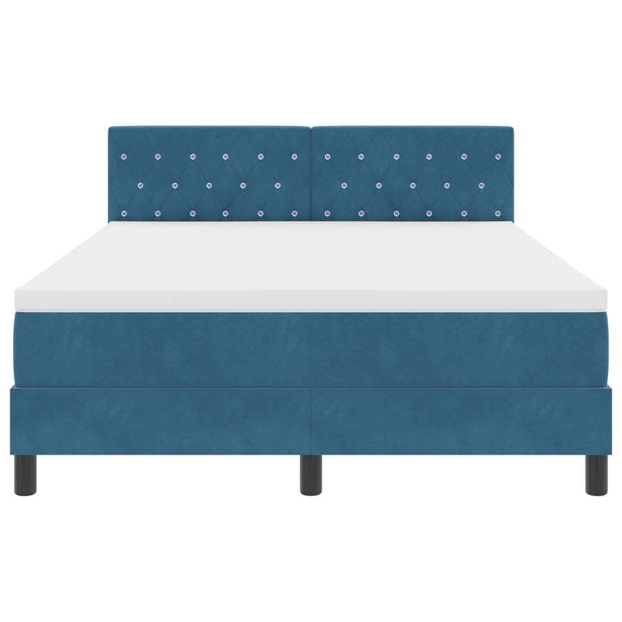 Boxspringbed met matras en LED fluweel donkerblauw 140x190 cm