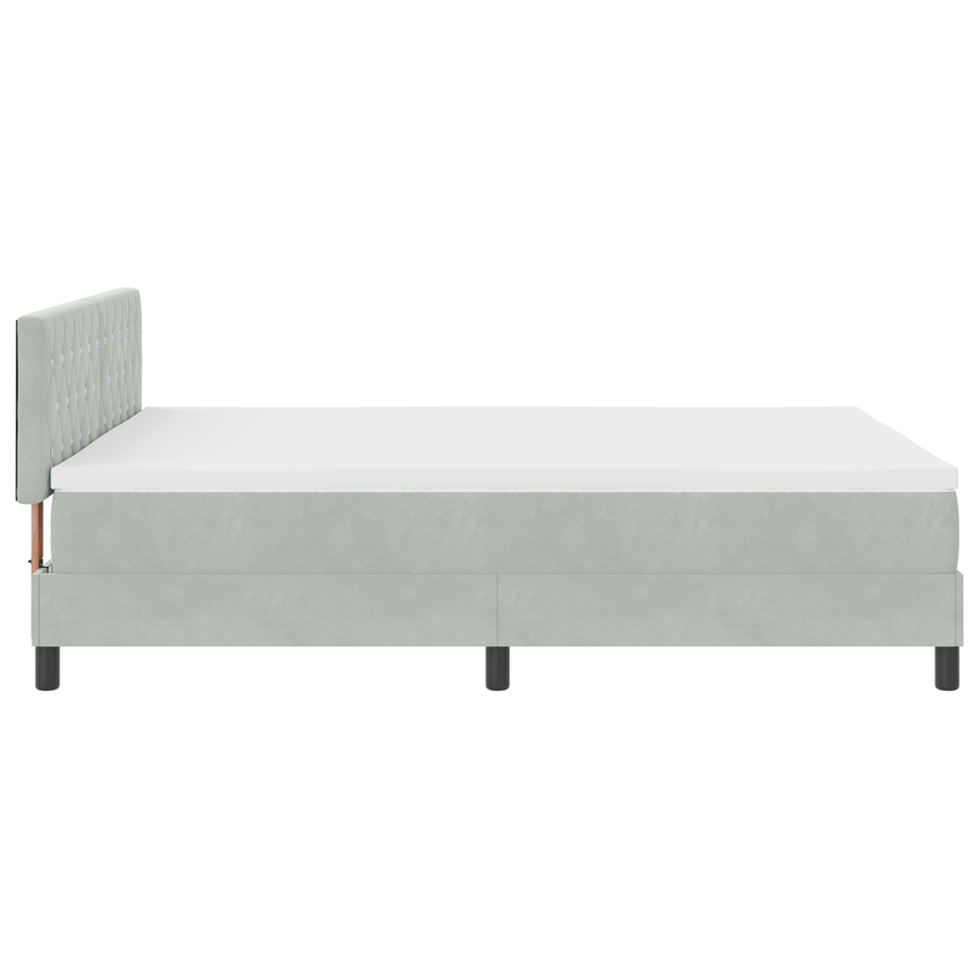 Boxspringbed met matras en LED fluweel lichtgrijs 140x200 cm