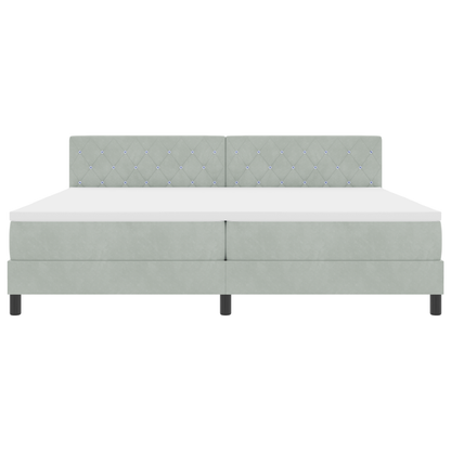 Boxspringbed met matras en LED fluweel lichtgrijs 200x200 cm